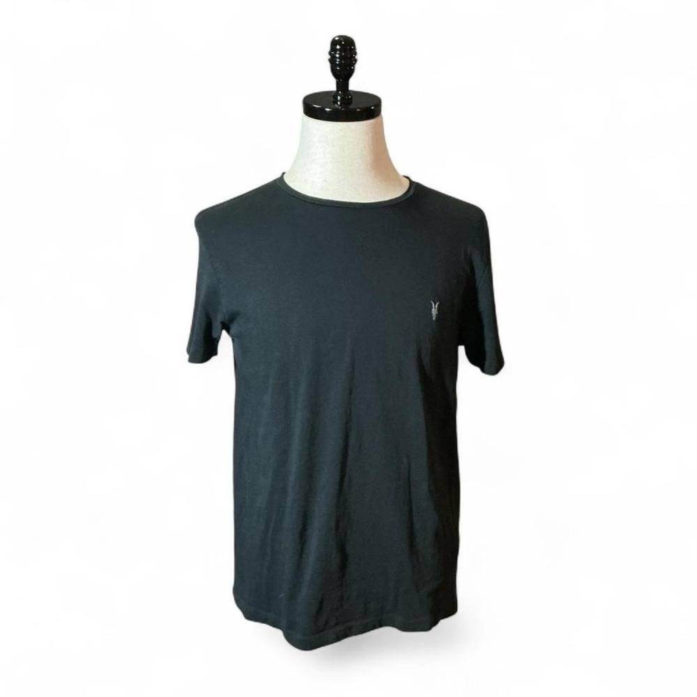 AllSaints Tonic Crew T-Shirt‎ Black Mens L MD192S Ramskull Cotton Tee Minimalist